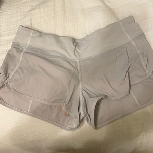 White lululemon speed shorts
